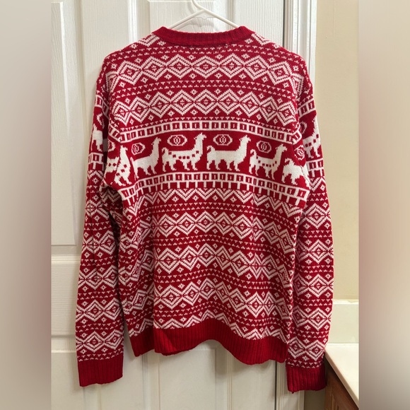 Blizzard Bay Ugly Tacky Alpaca Llama Christmas Crewneck Sweater Holiday Stripe L - Picture 12 of 15